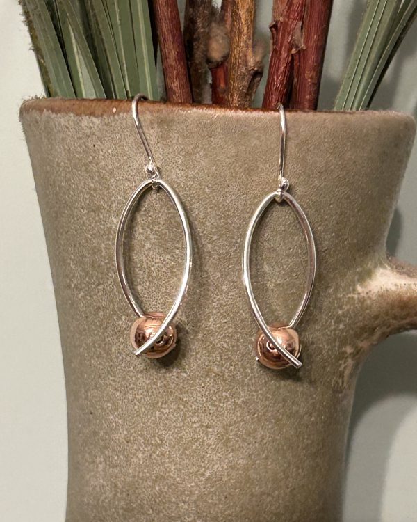 'Penryn'  Sterling Silver and Copper Ball Drop Earrings E110 (s)