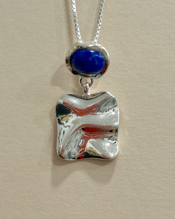 ‘Porthpean’ Sterling  Silver and Lapis Lazuli Pendant and Chain (s)