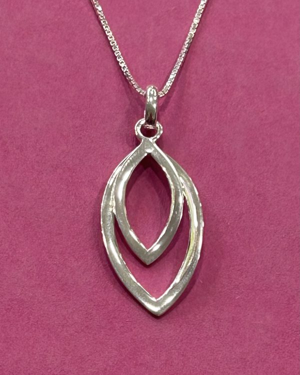 Sterling Silver Pendant Double Open Marquis Shaped Pendant and Chain (s) PEN005