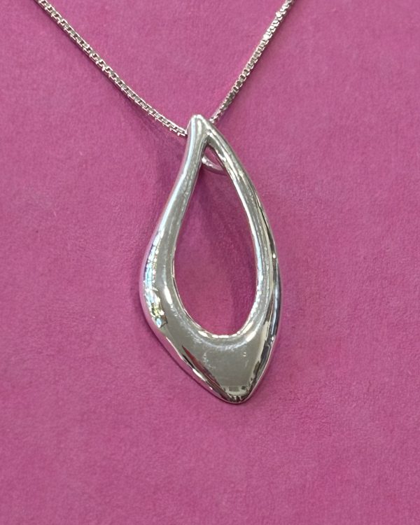 Sterling Silver Abstract Teardrop Pendant and Chain PEN004 (s)