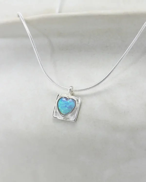 'Have a Little Heart' Sterling Silver and Opalique Pendant Necklace