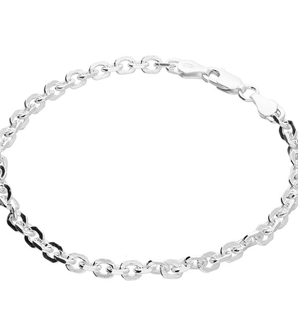 Sterling Silver Diamond Cut Anchor Chain Bracelet