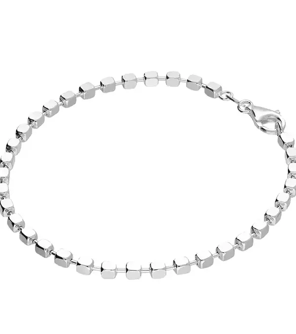 Sterling Silver Cube Bead Bracelet