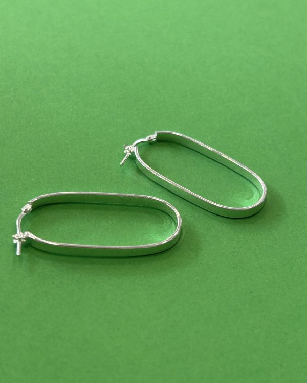 Sterling Silver Oval Flat Wire Hoops H013