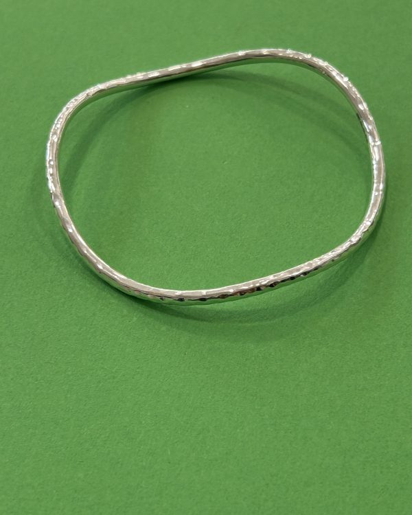 Sterling Silver Hammered Wave Bangle