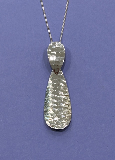 'Golant' Hammered Sterling Silver Statement Pendant and Chain