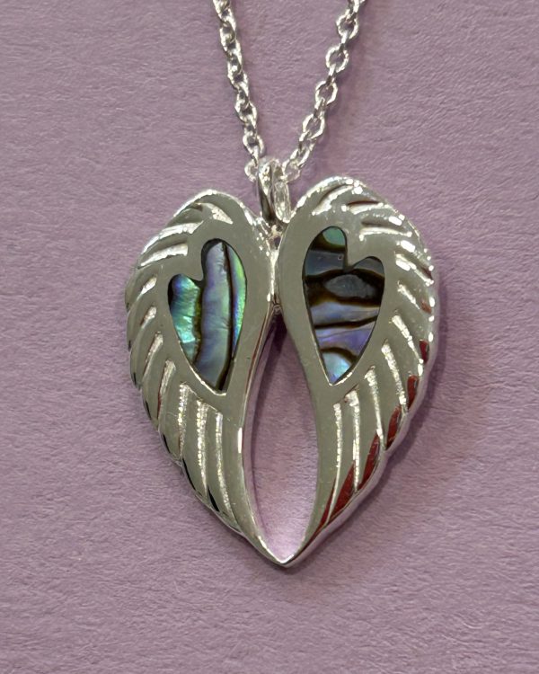 Sterling Silver and Paua Shell Angel Wings Necklace (s)