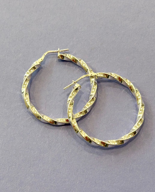 Sterling Silver Twisted Hoop Earrings H002