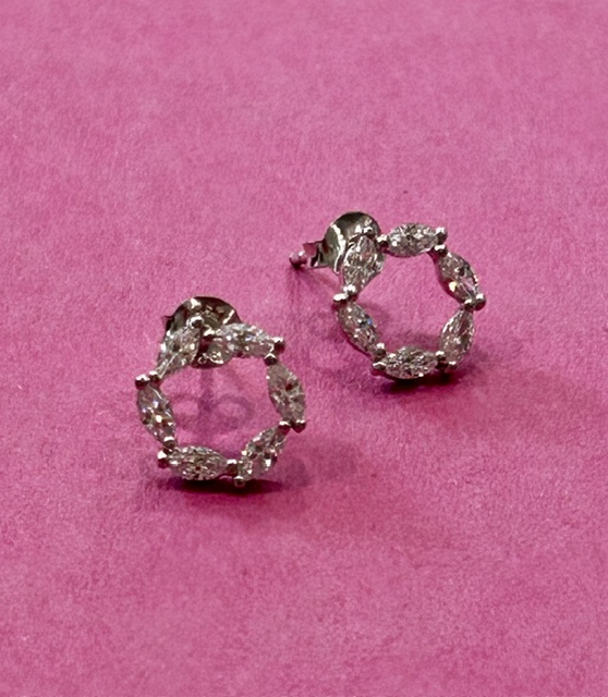 'Rachel' Sterling Silver and Cubic Zirconia Circular Stud Earrings (s)