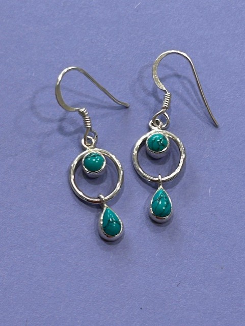 'Lulu' Sterling Silver and Turquoise Drop Earrings (s)