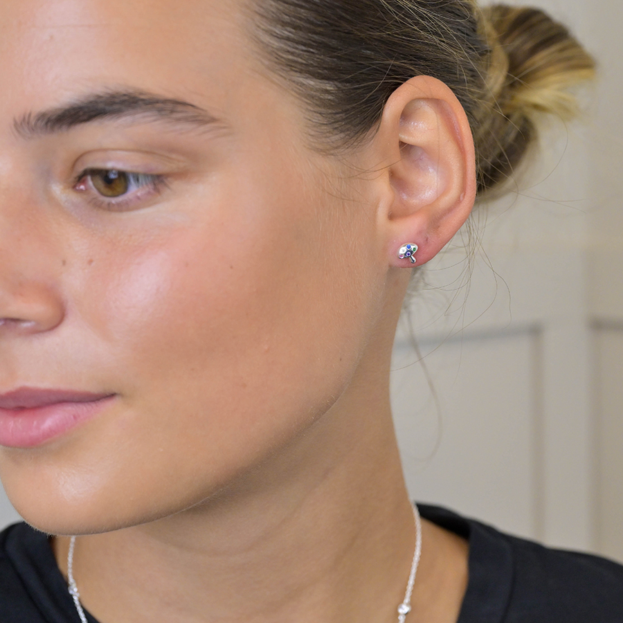 Sterling Silver and Rainbow Crystal Toadstool Stud Earrings (s) - Image 2