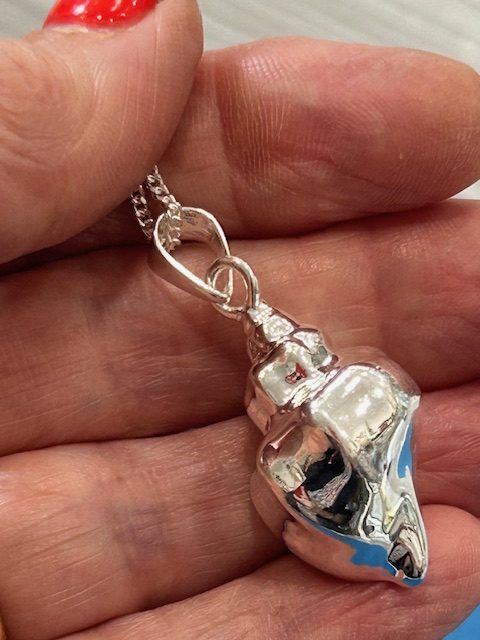 Statement Sterling Silver Conch Shell Pendant and Chain - Image 4