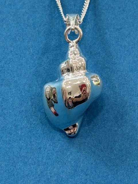 Statement Sterling Silver Conch Shell Pendant and Chain