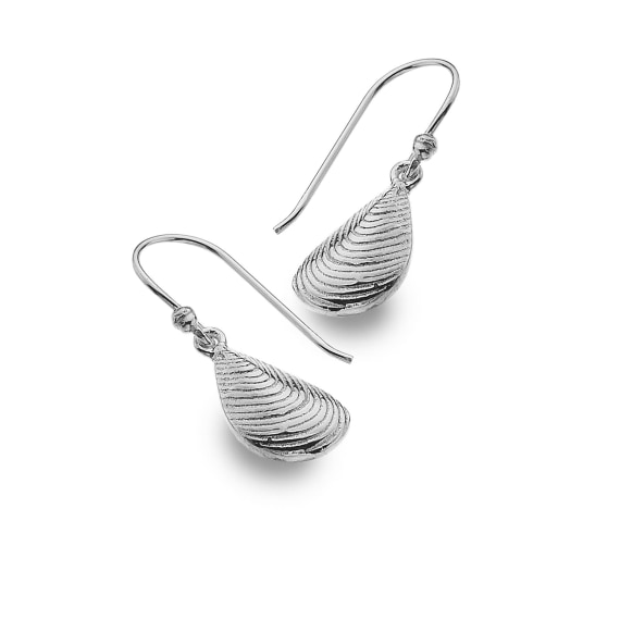 Sterling Silver Mussel Shell Drop Earrings E122