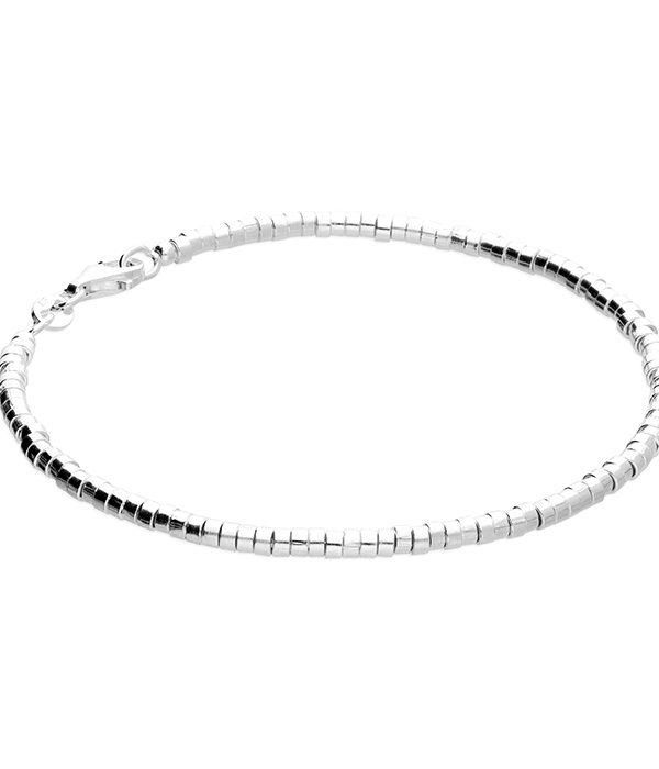 Sterling Silver Dainty Square Cut Bead Bracelet