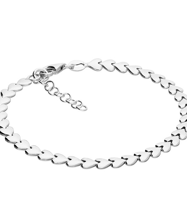 'Love is All Around' Sterling Silver Heart Design Bracelet