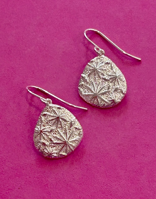 Sterling Silver Fossil Design Drop Earrings (s)