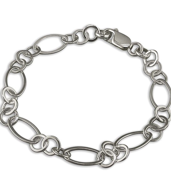 Sterling Silver Linked Circles and Ovals Link Bracelet