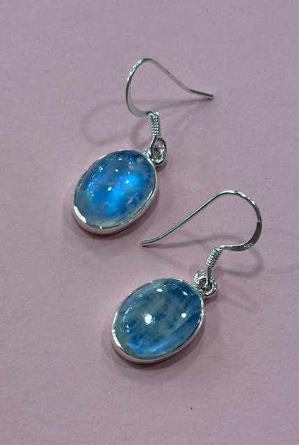 Sterling Silver and Blue Moonstone Drop Earrings (s)
