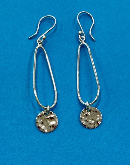 'Constantine' Sterling Silver and Hammered Circle Drop Earrings