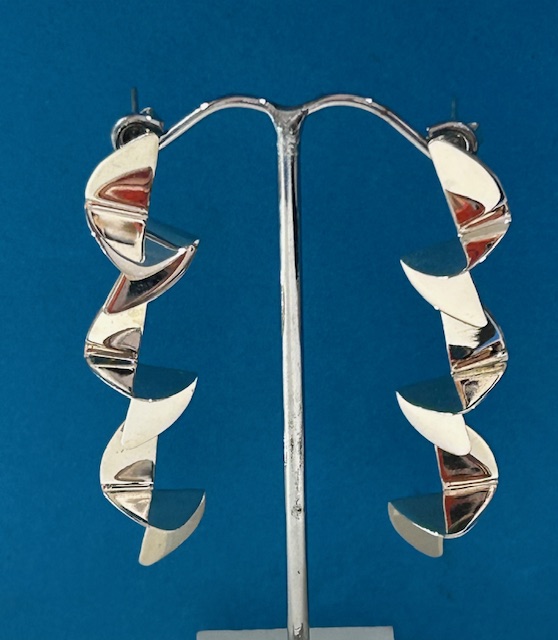 'ZigZag' Sterling Silver Statement Drop Earrings