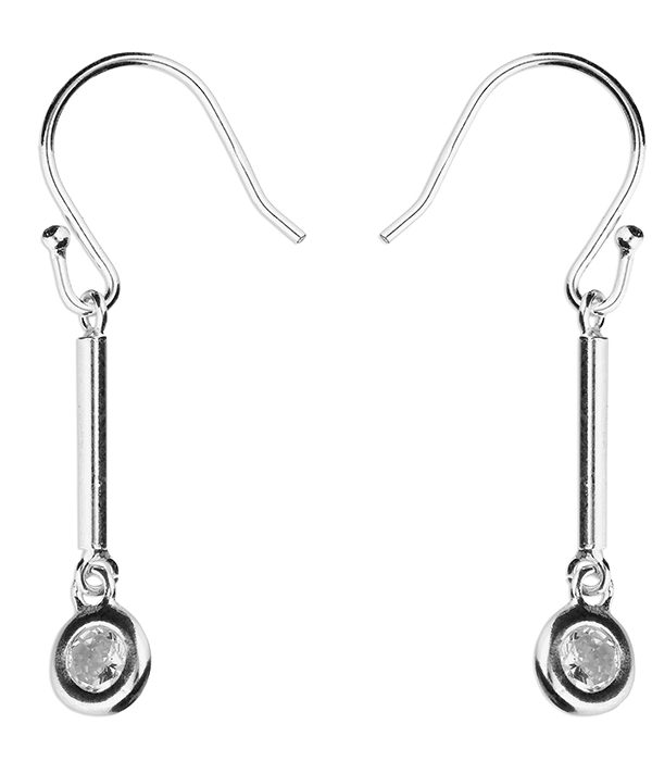 'Evie' Sterling Silver and CZ Drop Earrings (s)