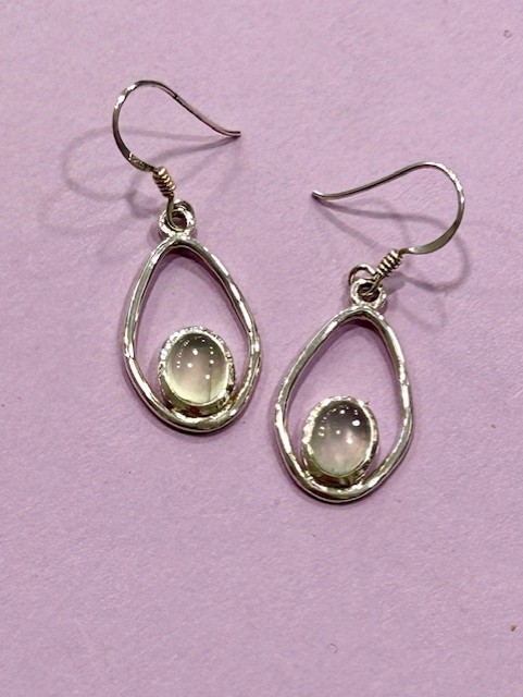 'Cara' Sterling Silver and Prehnite Drop Earrings (s)