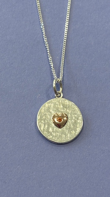 Textured Sterling Silver July Birthstone Necklace (s)