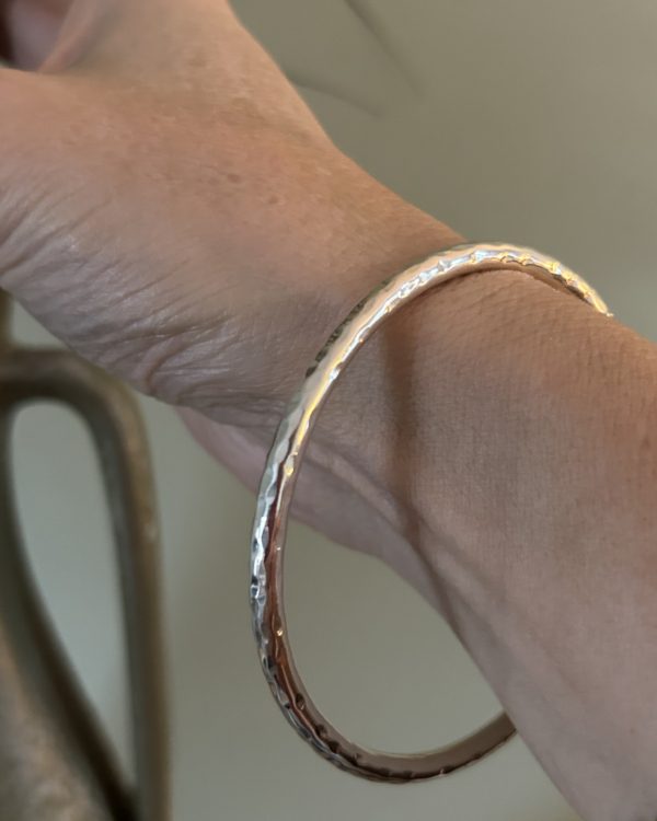 Hammered Sterling Silver Tubular Bangle