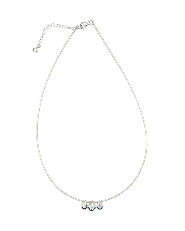 Sterling Silver and Cubic Zirconia Teardrops On Omega Chain Necklace