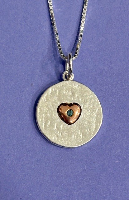 Textured Sterling Silver March Birthstone Necklace (s)