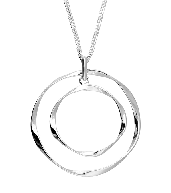Organic Double Circle Sterling Silver Pendant and Chain (s)
