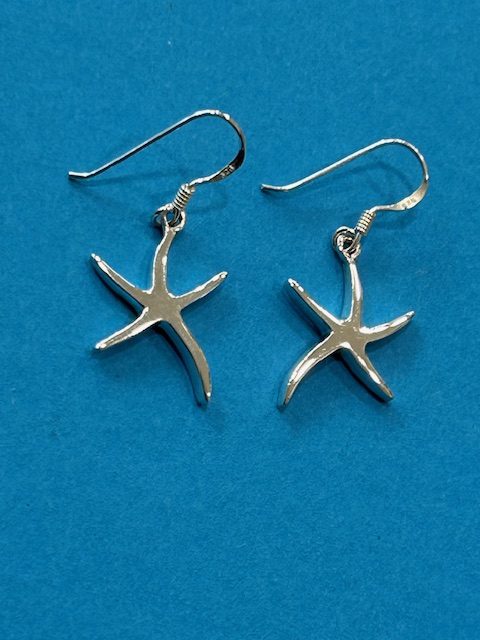 Sterling Silver Starfish Drop Earrings - Larger Size (s)