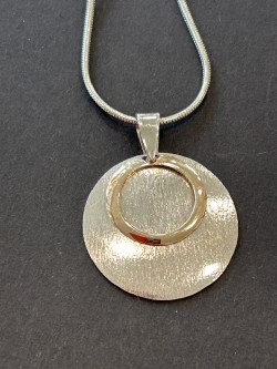 'Lulu' Textured Sterling Silver and Gold Plated Pendant and Chain