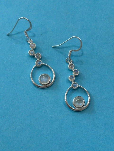 Sterling Silver and Moonstone Drop Earrings (s)