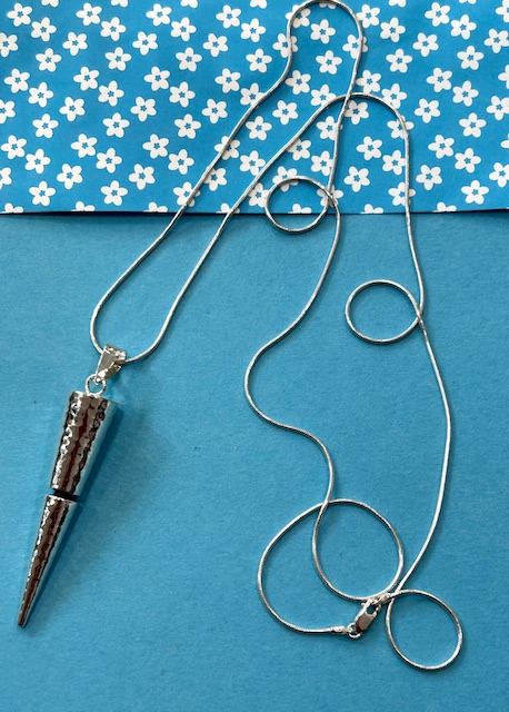 "Straight To The Point" Hammered Sterling Silver Pendant on Long Length Snake Chain