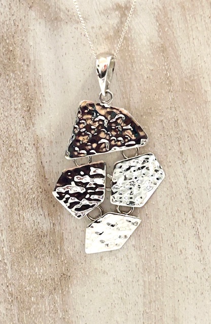 'Giants Causeway' Hammered Sterling Silver Pendant and Chain