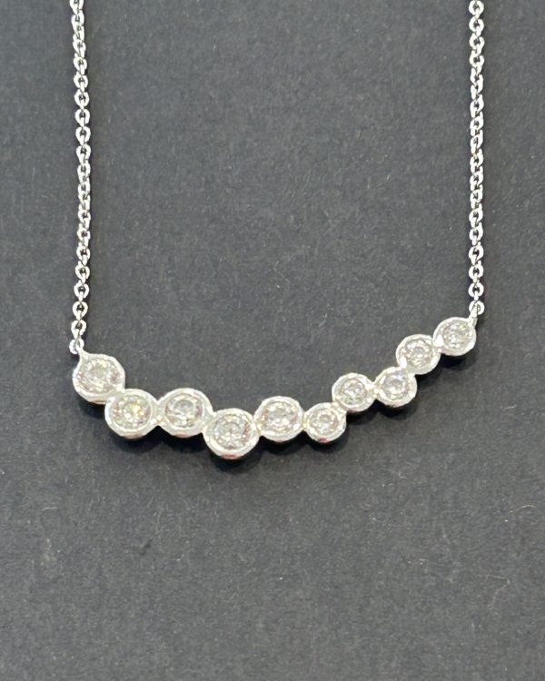 Sterling Silver Undulating Cubic Zirconia Necklace