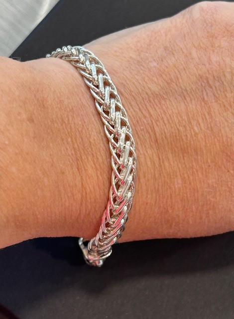 Heavyweight Sterling Silver Byzantine Chain Link Bracelet