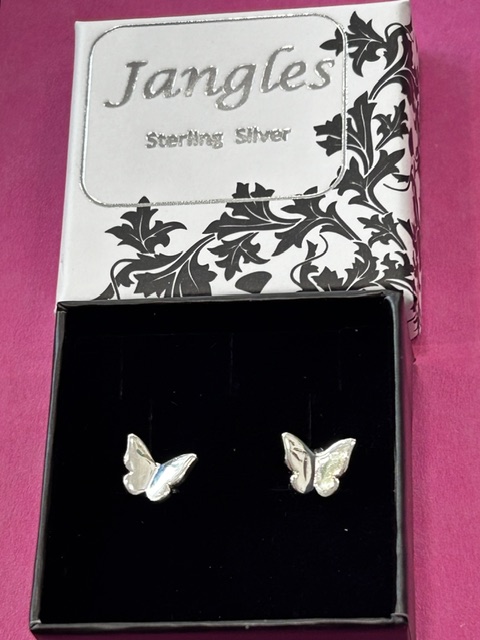 Sterling Silver 3D Butterfly Stud Earrings