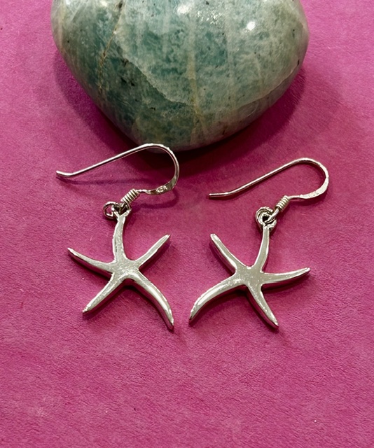 Sterling Silver Starfish Drop Earrings - Large Size