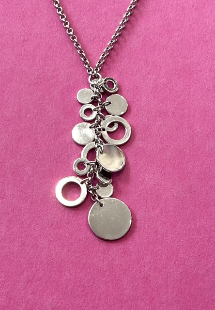 Sterling Silver Fiorelli Cascading Multi Discs and Circles Necklace