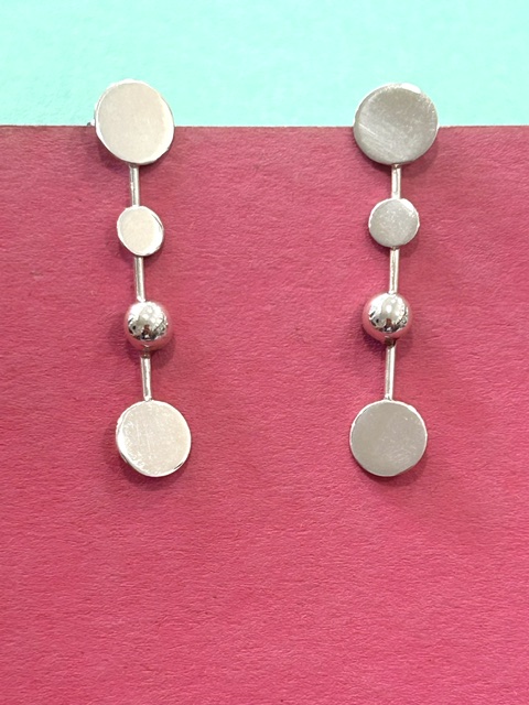 Sterling Silver Multi Circles Drop Stud Earrings