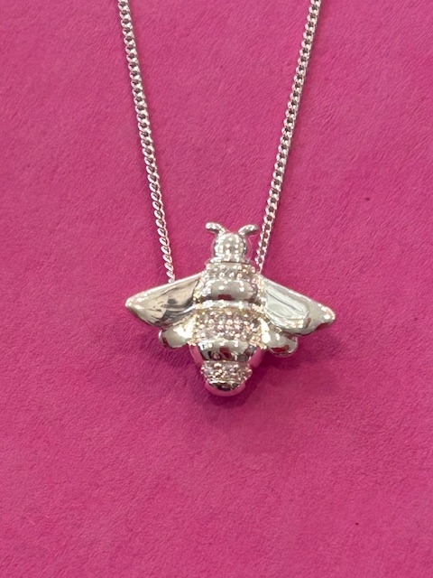 Sterling Silver and Cubic Zirconia Bee Pendant and Chain (s)