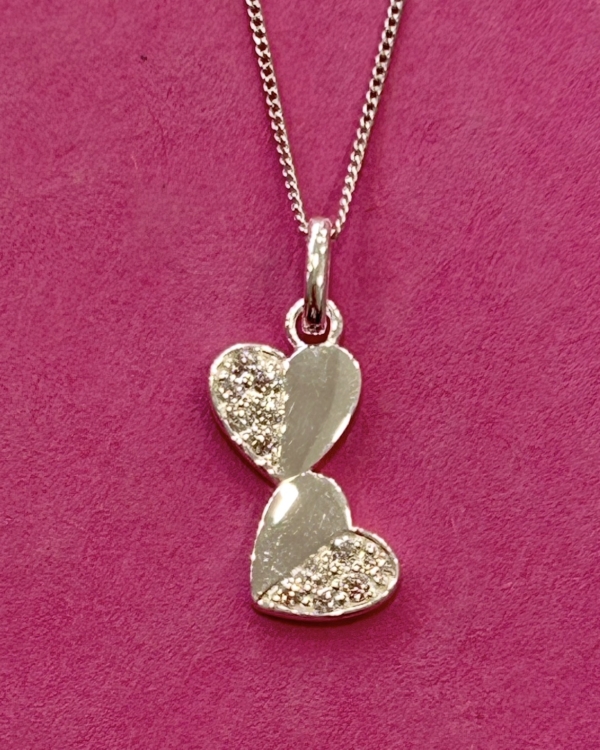 'A Bundle of Love' Sterling Silver and Cubic Zirconia Pendant and Chain