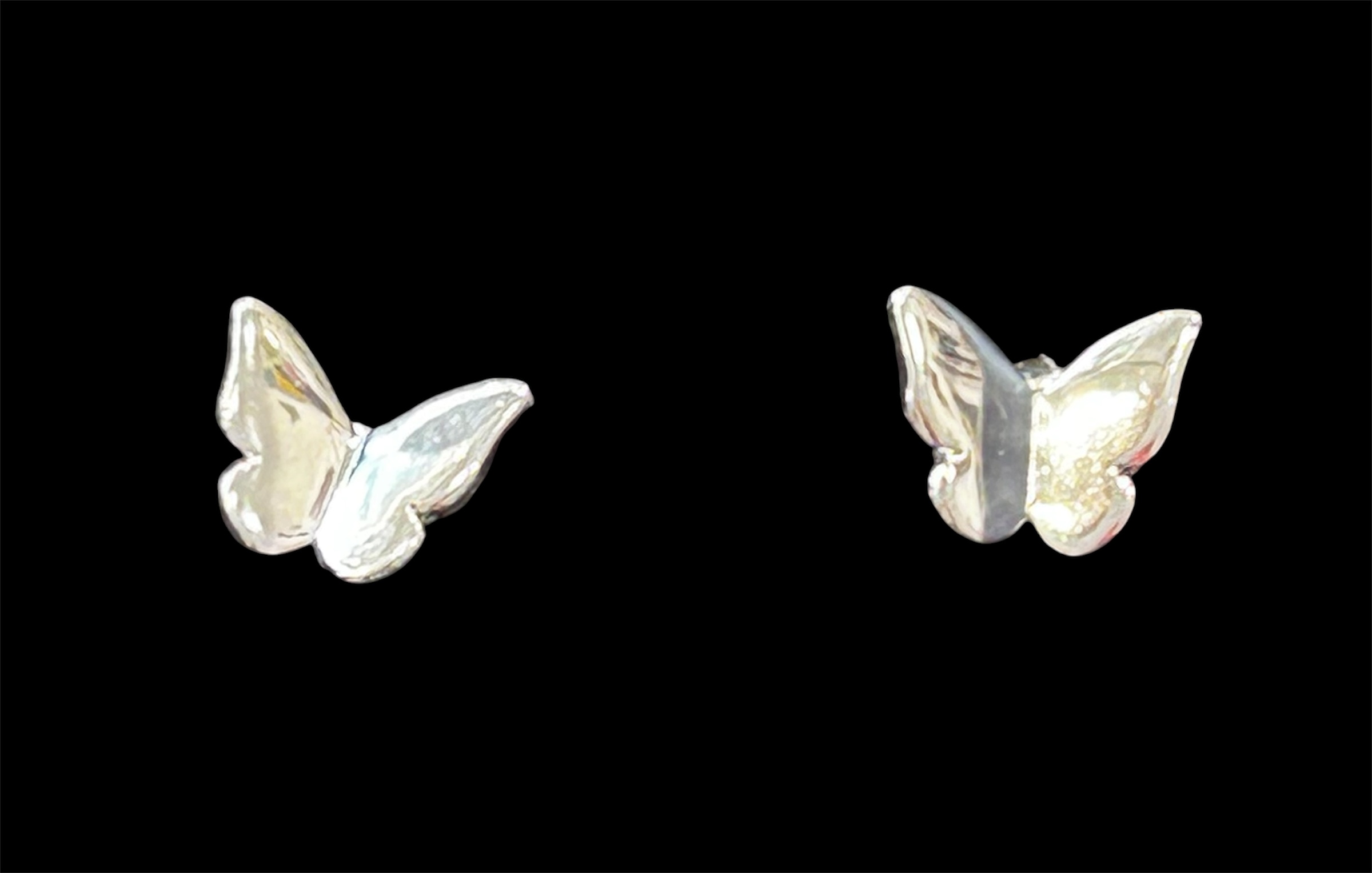 Sterling Silver 3D Butterfly Stud Earrings - Image 2