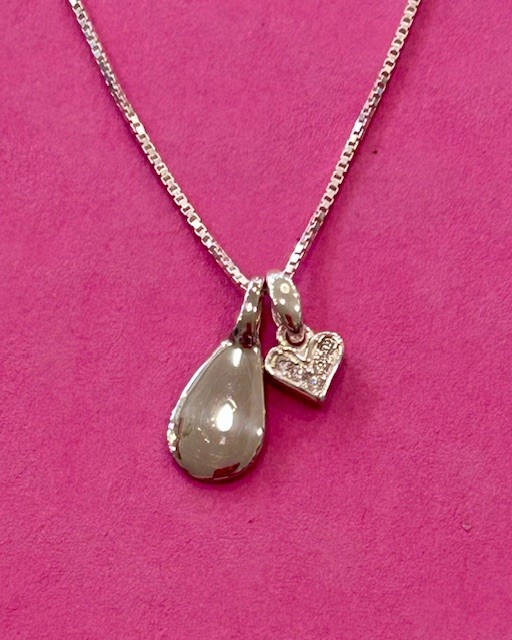 'Charmed' Dainty Sterling Silver Heart and Teardrop Charms and Chain