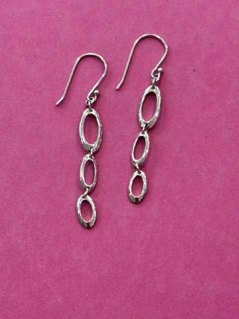 Fiorelli Sterling Silver Contemporary Oval Links Drop Earrings