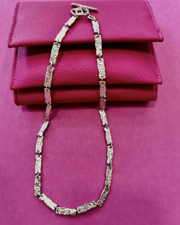 'Mullion' Sterling Silver Textured Heavyweight Statement Necklace