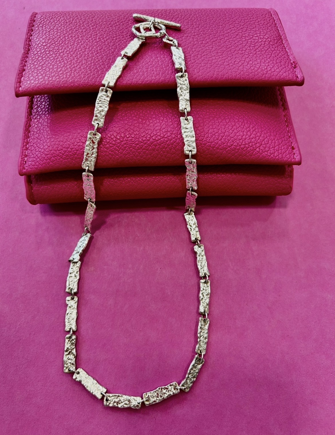 'Mullion' Sterling Silver Textured Heavyweight Statement Necklace